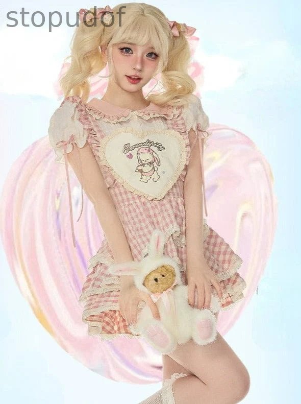 Serendipity Pink Gingham Bunny Outfit