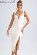 Sweetheart-Neck Midaxi Dress in Ivory