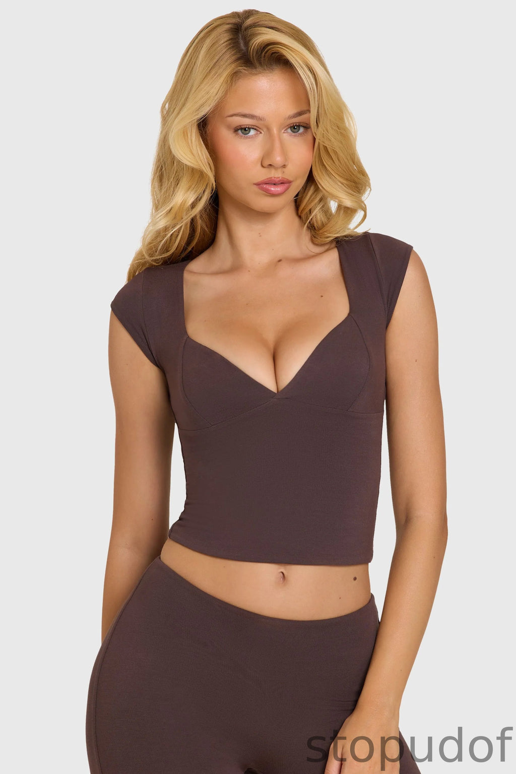 Modal Cap-Sleeve Top in Chocolate