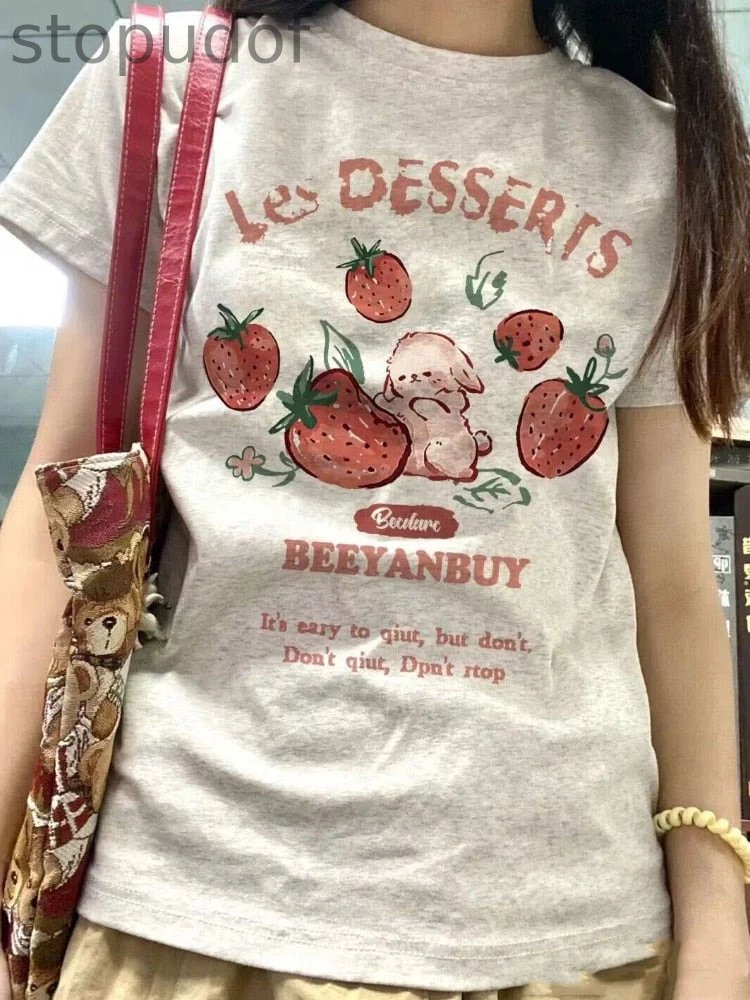 French Strawberry Bunny Tee