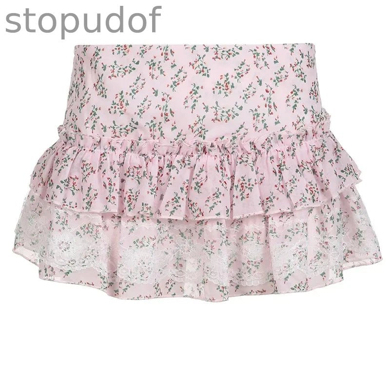 Floral Print Babydoll Skirt