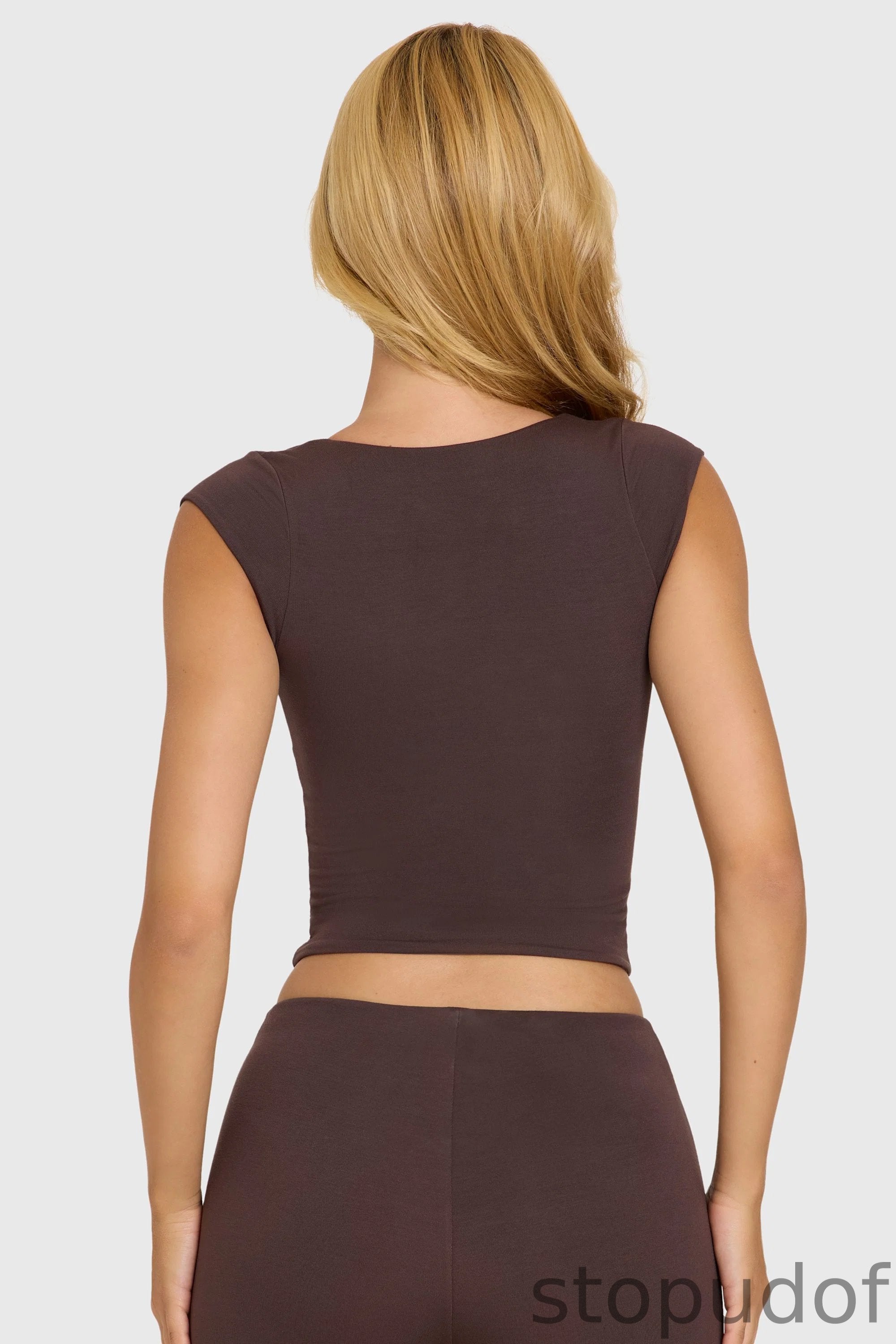 Modal Cap-Sleeve Top in Chocolate