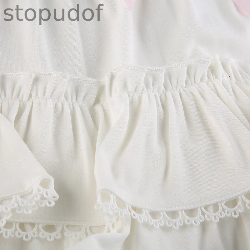 White Lace Ruffled Skirt