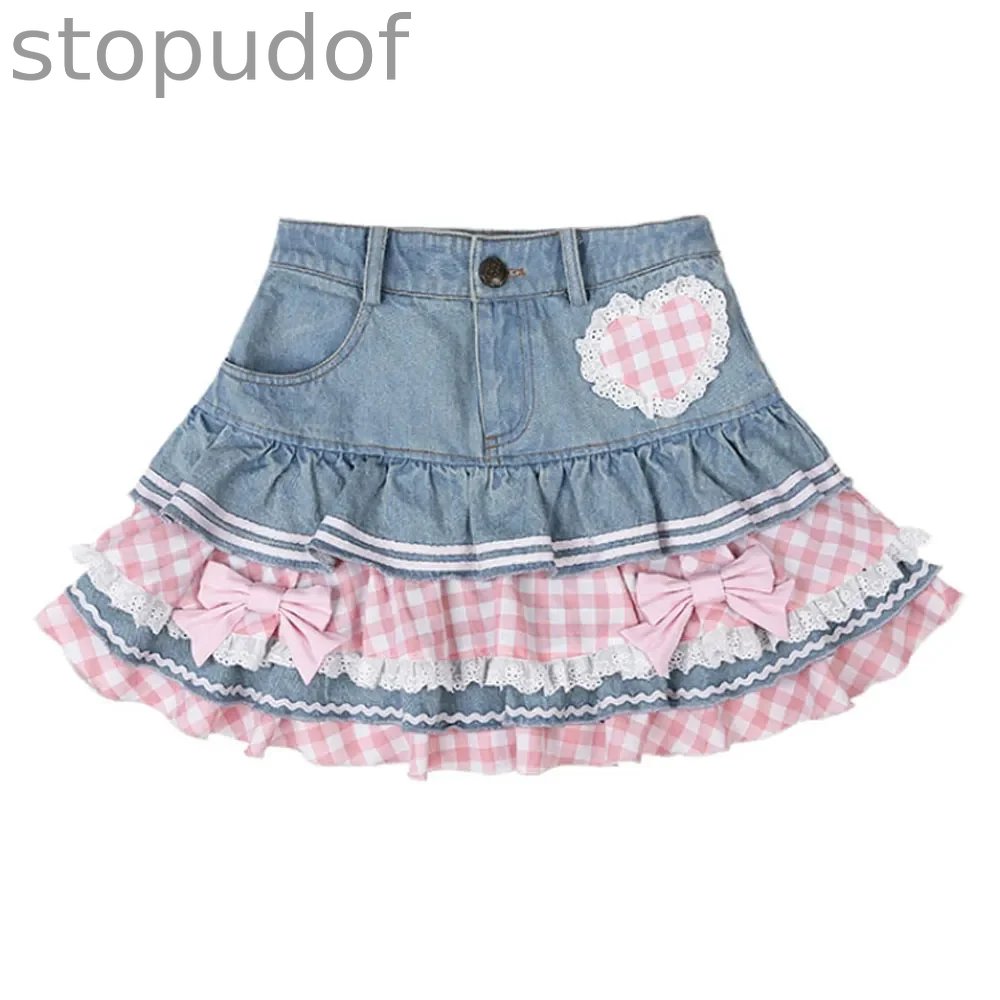 Denim Sweetheart Plaid Miniskirt