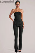 Mid-Rise Fitted Trousers  in Black