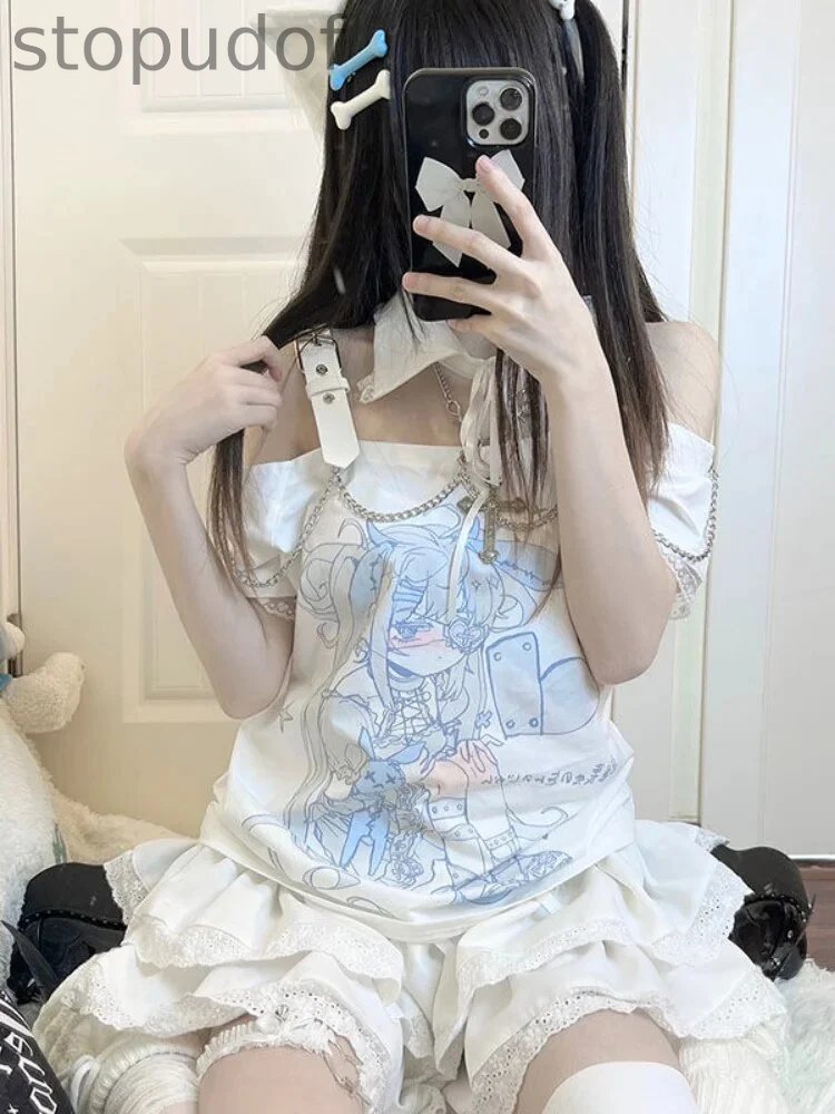 Pastel Menhera Off The Shoulder Tee