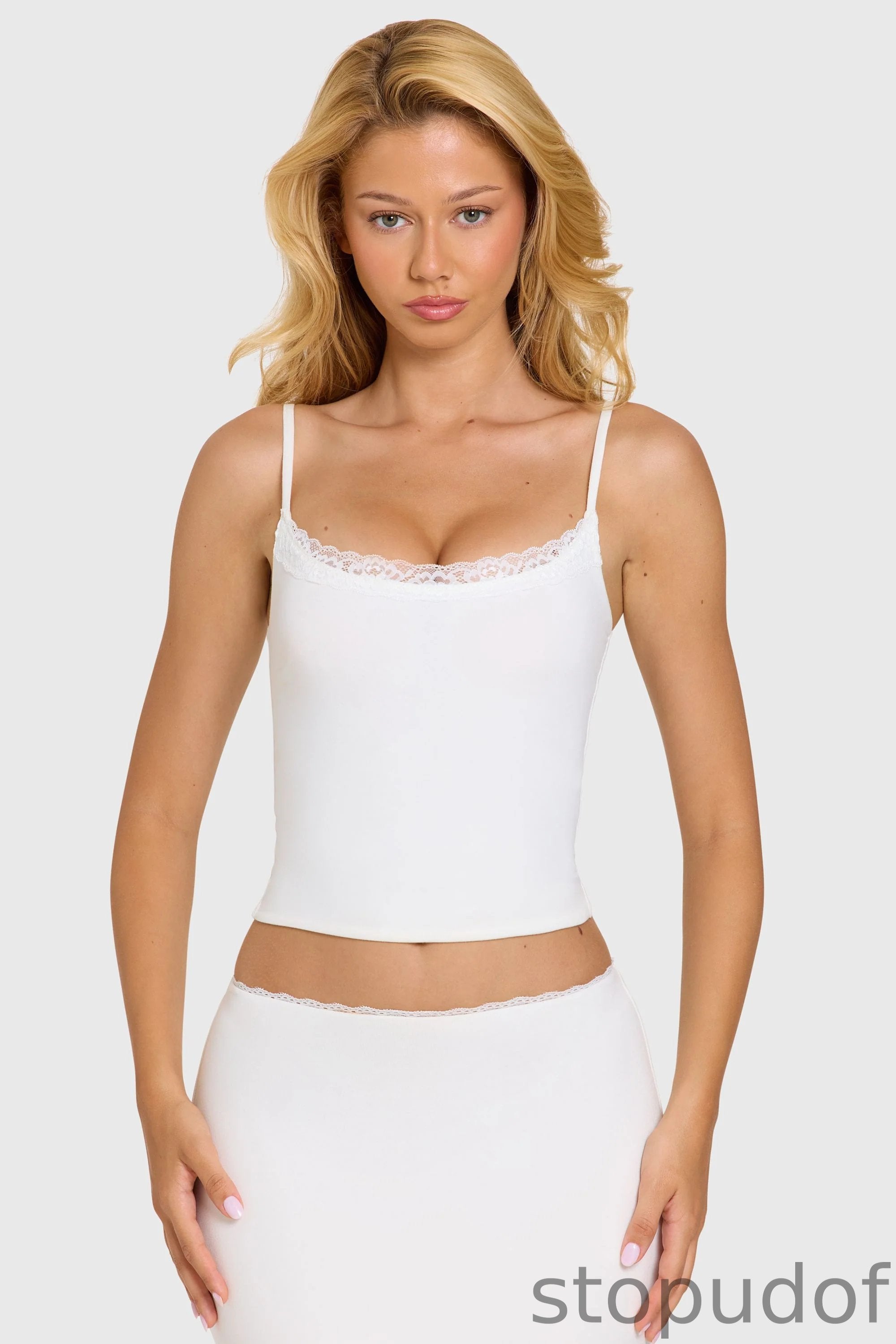 Modal Lace-Trim Top in Coconut