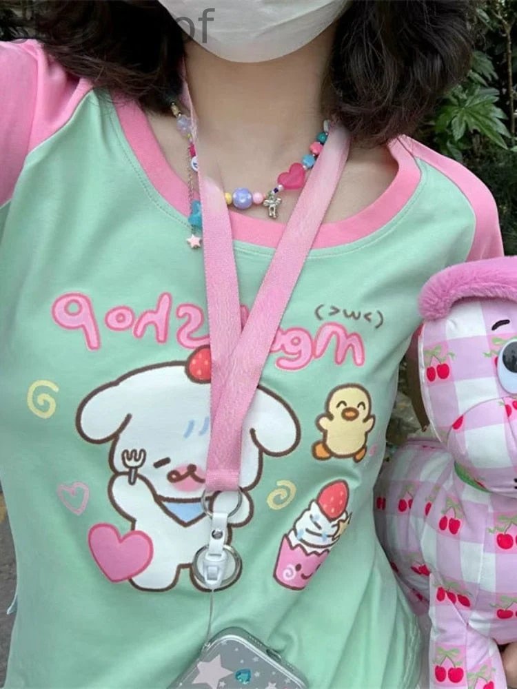 Green Kawaii Hungry Puppy Tee