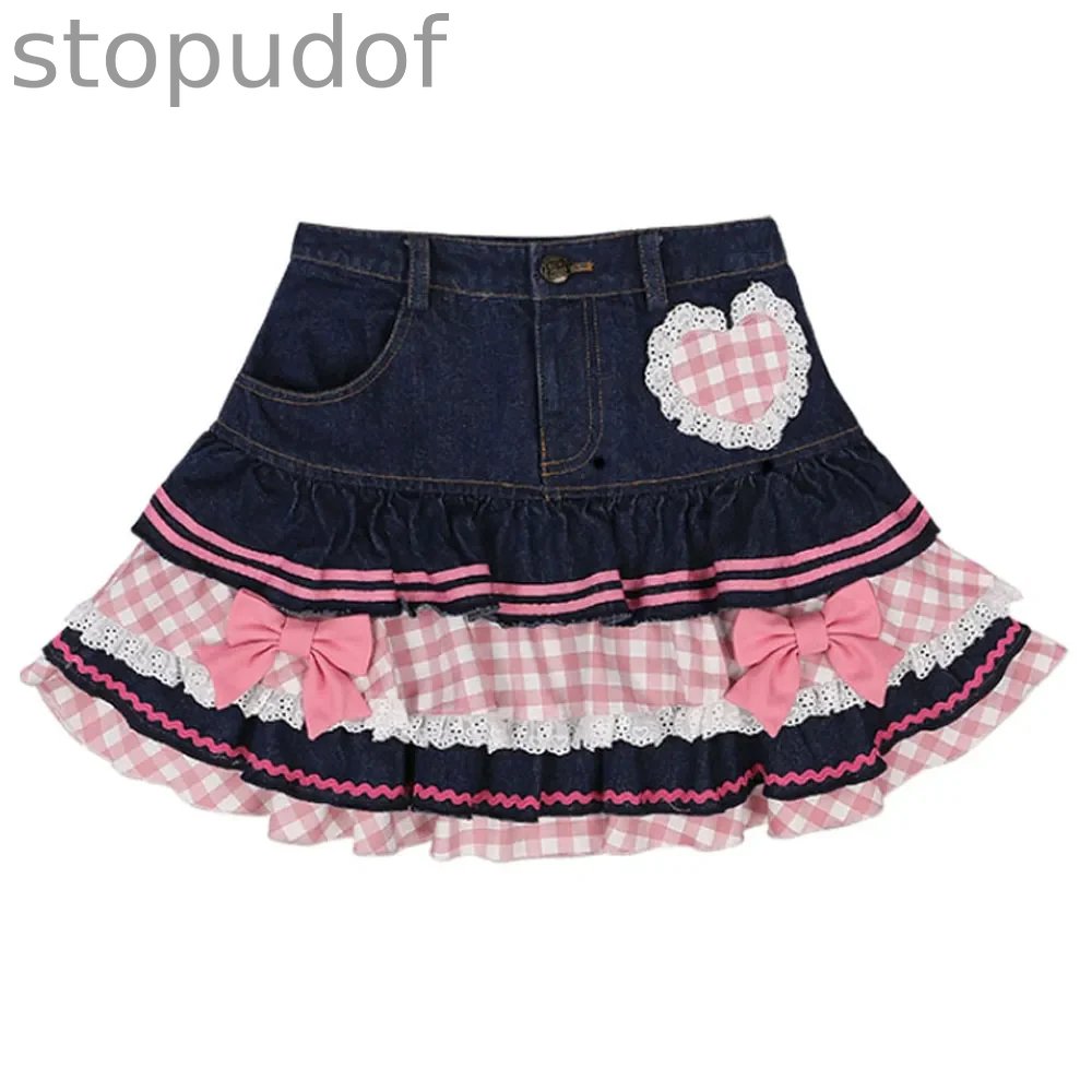 Denim Sweetheart Plaid Miniskirt