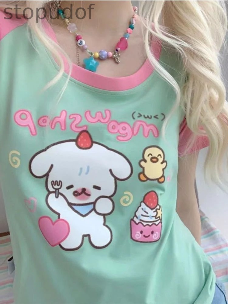 Green Kawaii Hungry Puppy Tee