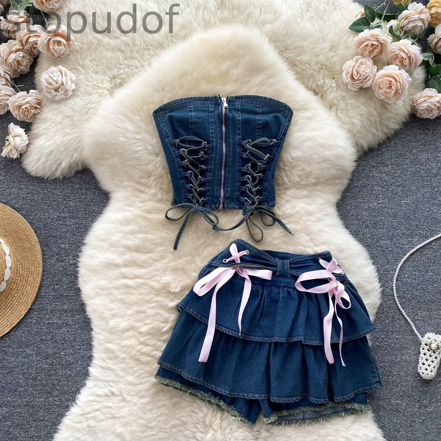 Tiny Denim Dancer Outfit Set