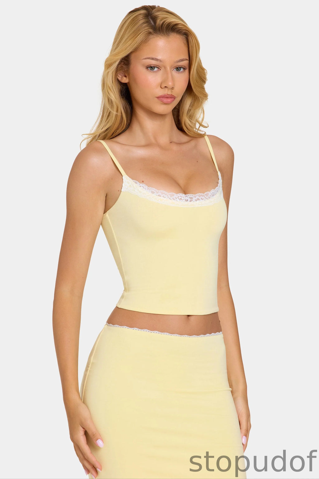 Modal Lace-Trim Top in Butter