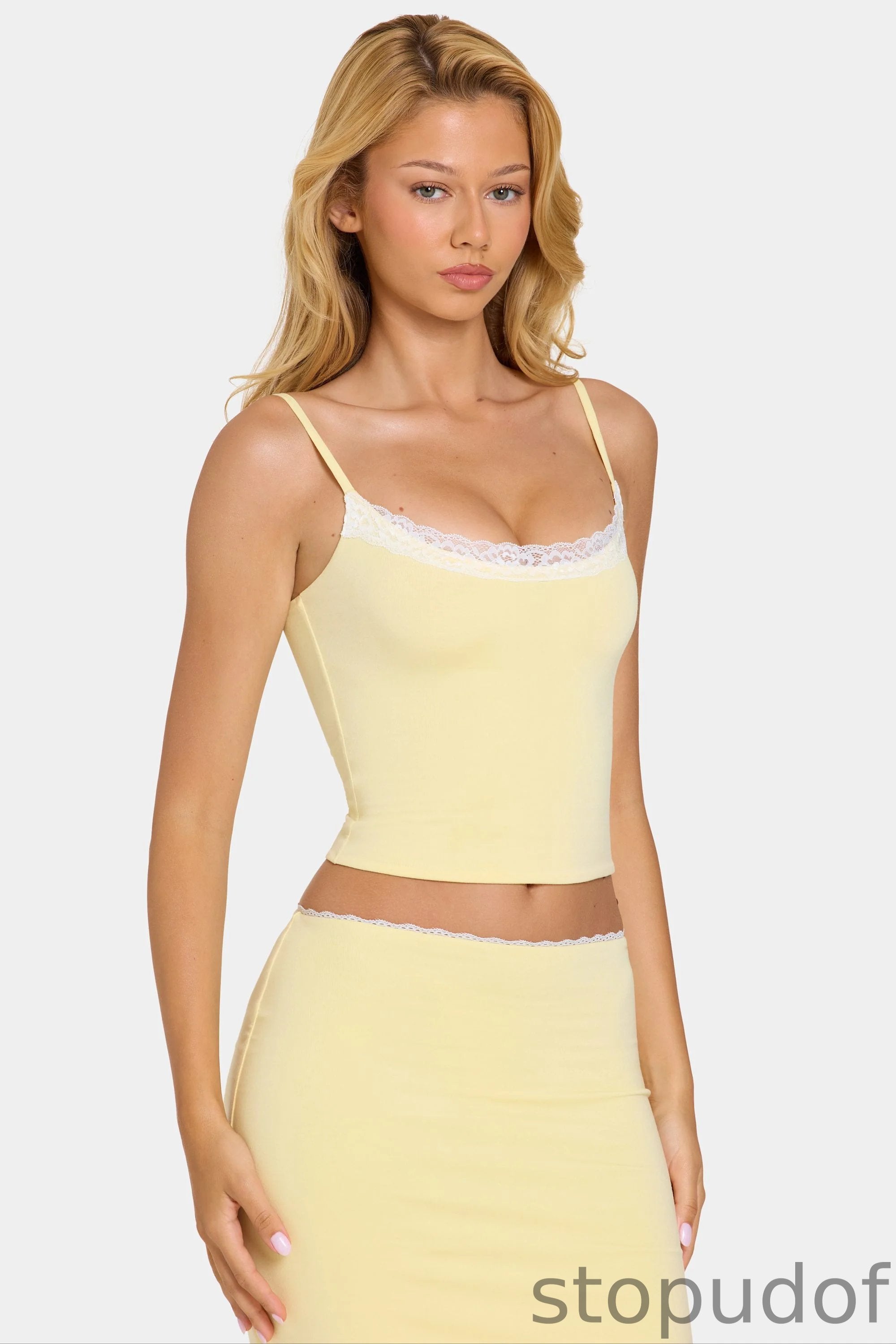 Modal Lace-Trim Top in Butter