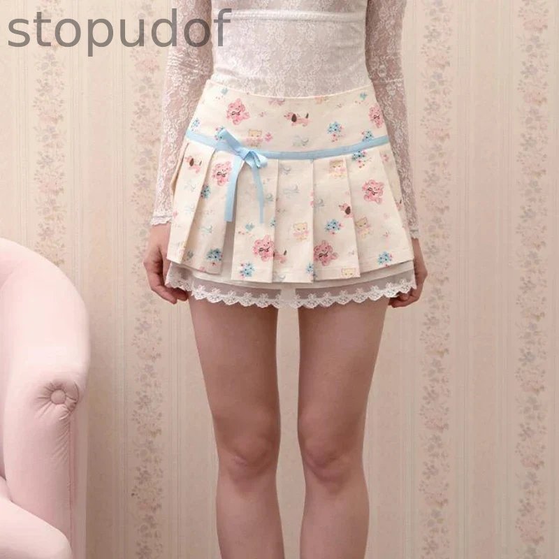 Kawaii Nursery Friends Pleated Skirt