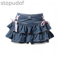 Y2K Ruffled Denim Mini Skirt
