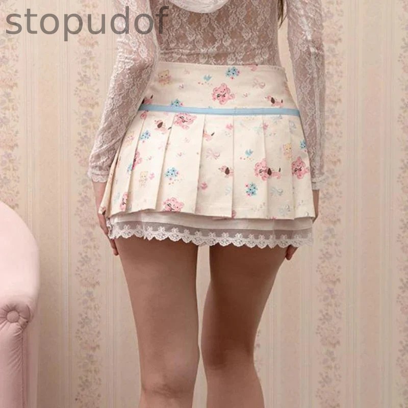 Kawaii Nursery Friends Pleated Skirt