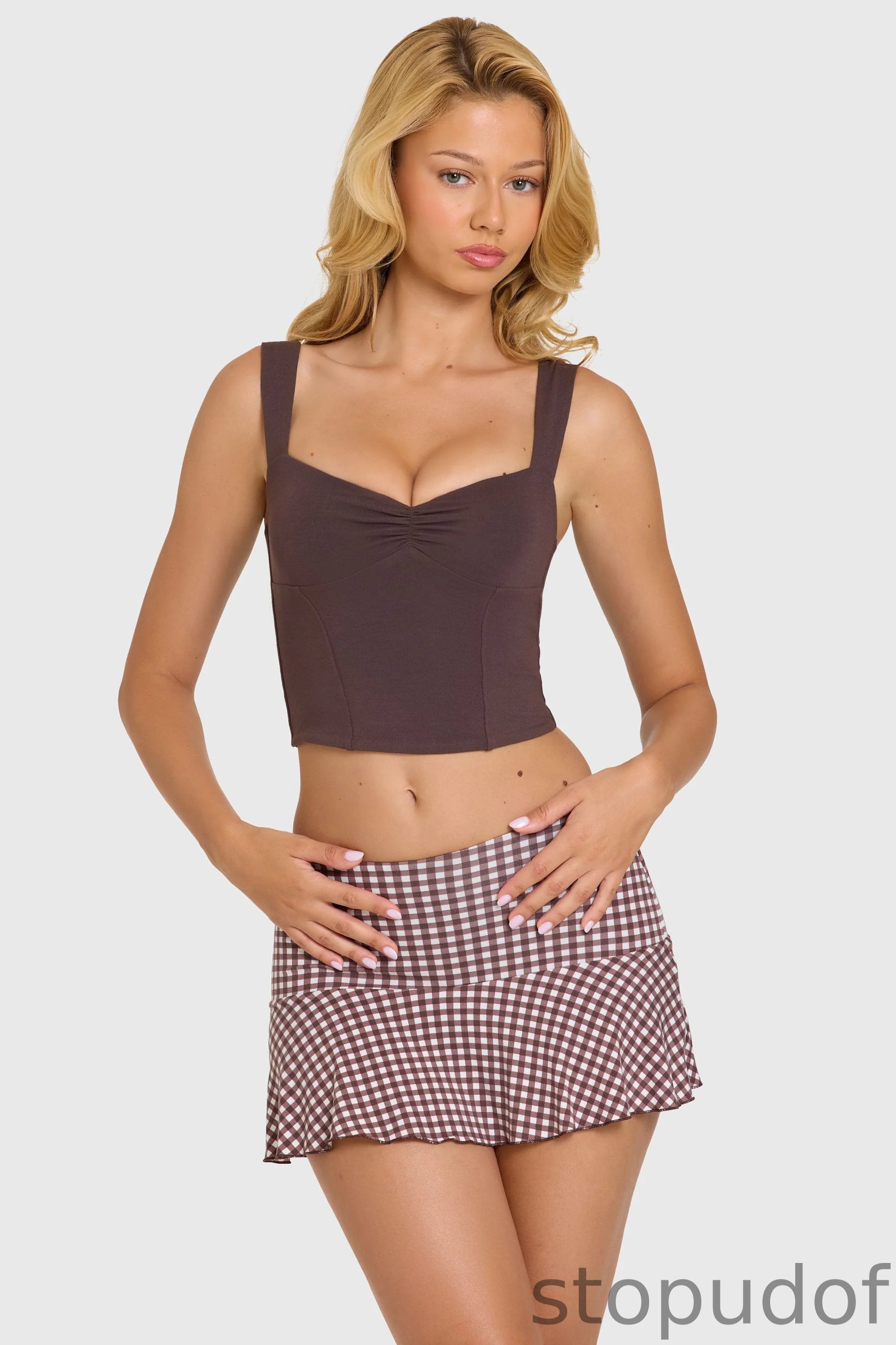 Modal Ruched Bust Top in Chocolate