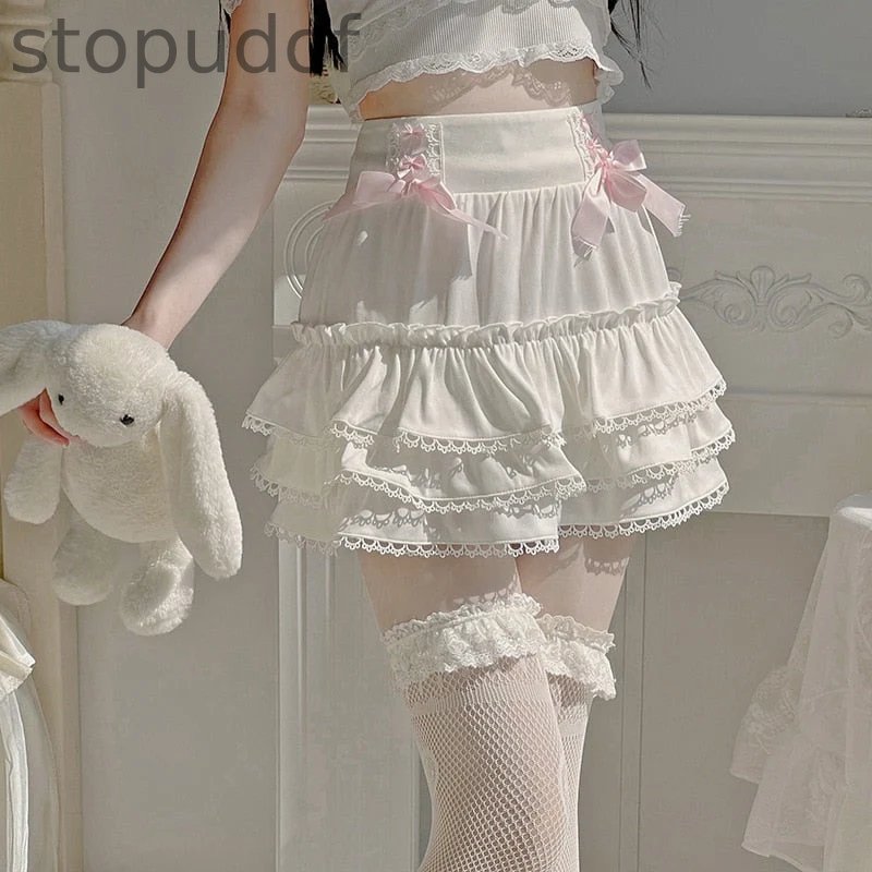 White Lace Ruffled Skirt