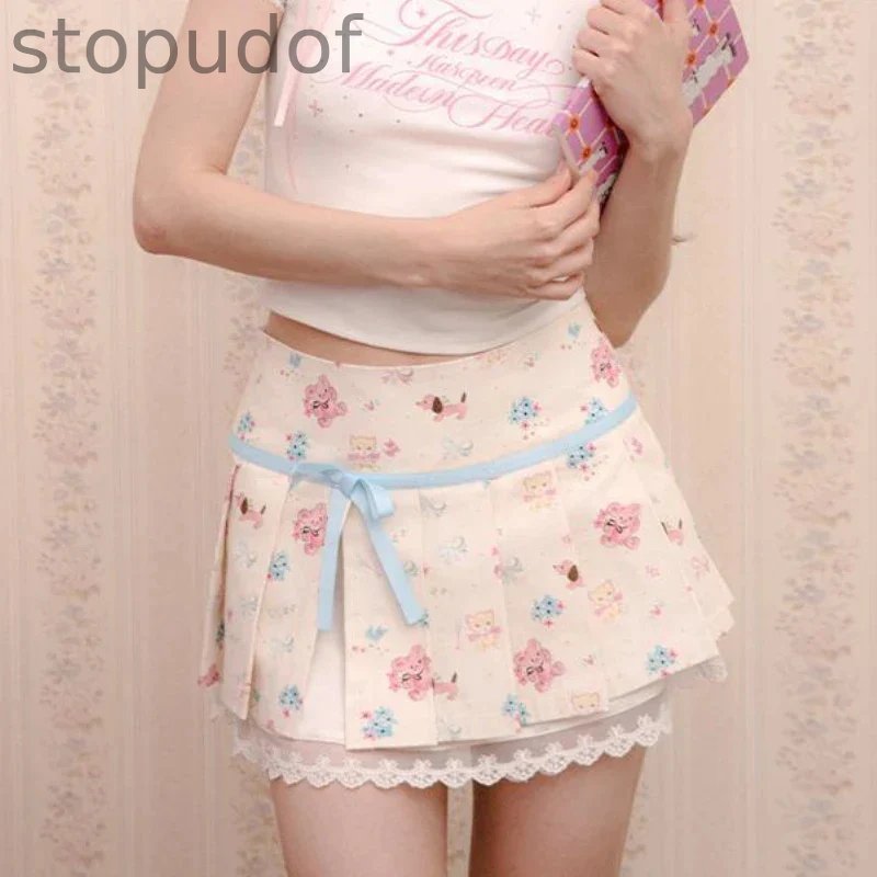 Kawaii Nursery Friends Pleated Skirt