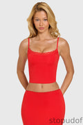Modal Lace-Trim Top in Cherry