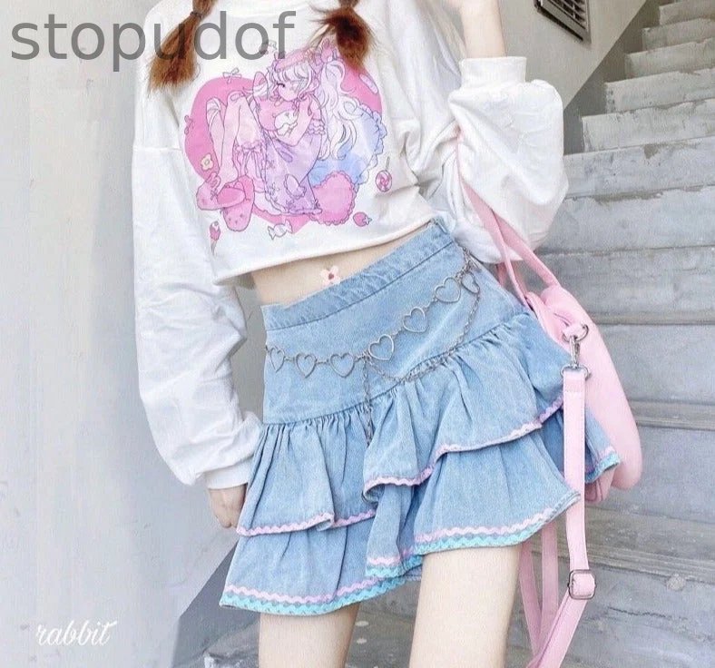 Layered Denim Cake Skirt