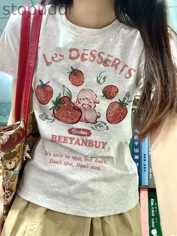 French Strawberry Bunny Tee