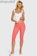 Modal Capri Leggings in Red Gingham