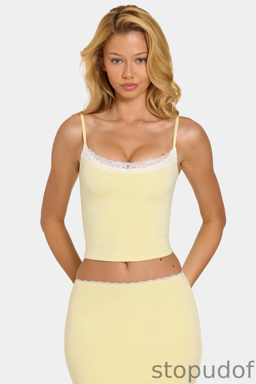 Modal Lace-Trim Top in Butter