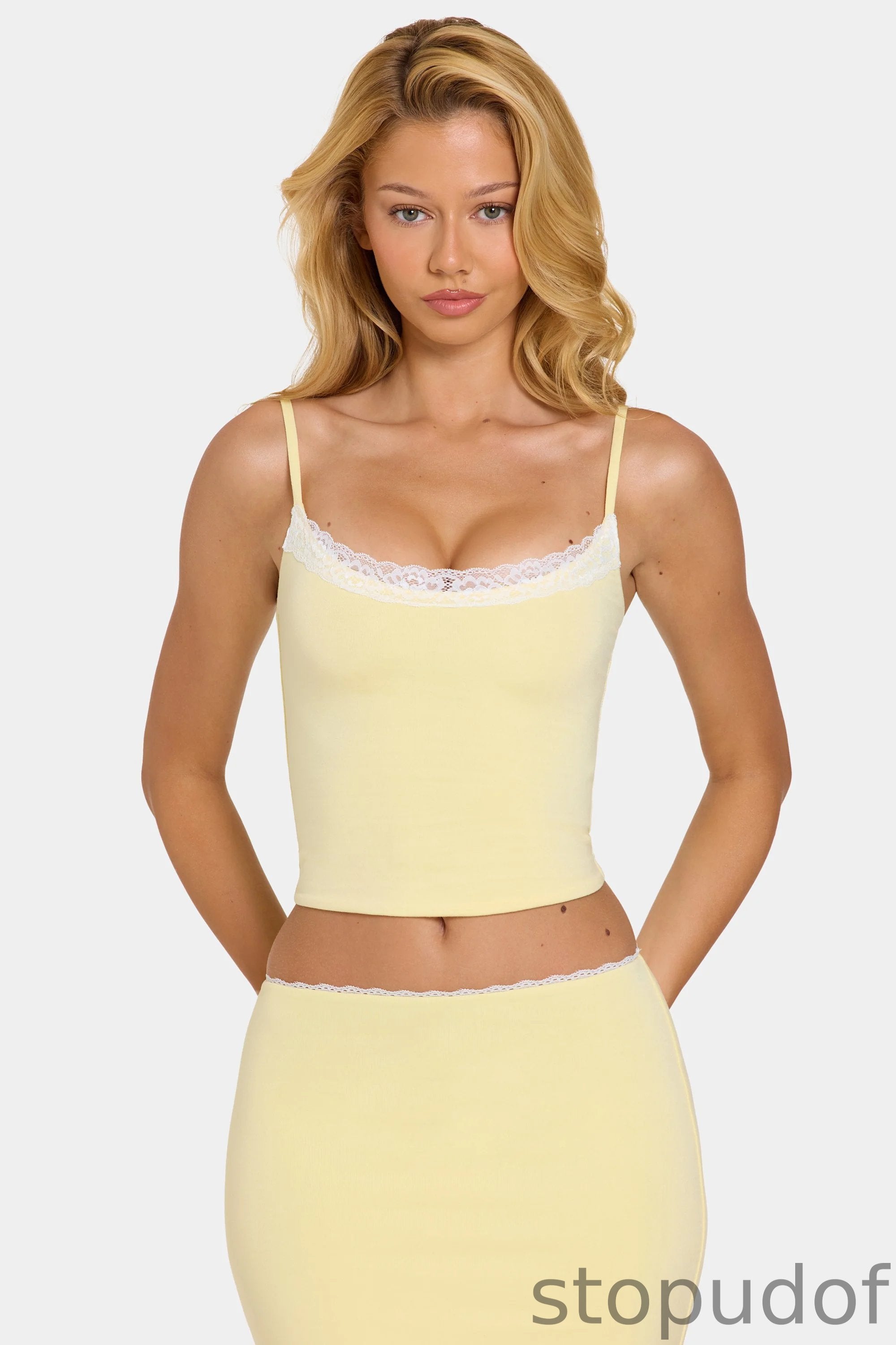 Modal Lace-Trim Top in Butter