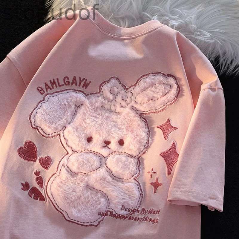Pink Bunny Fluffy Tee