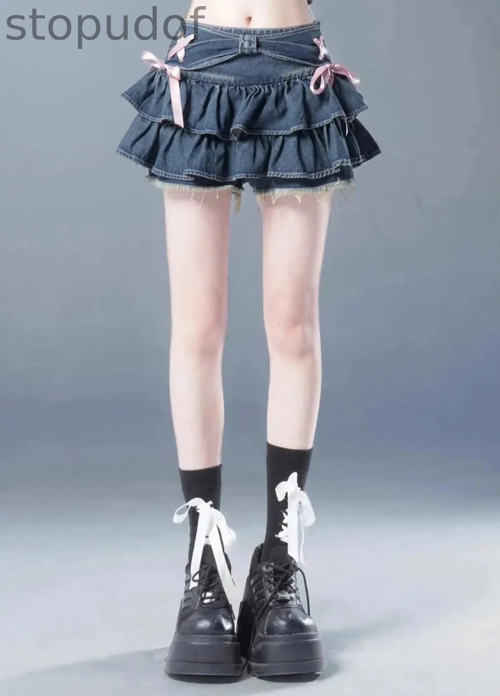Y2K Ruffled Denim Mini Skirt