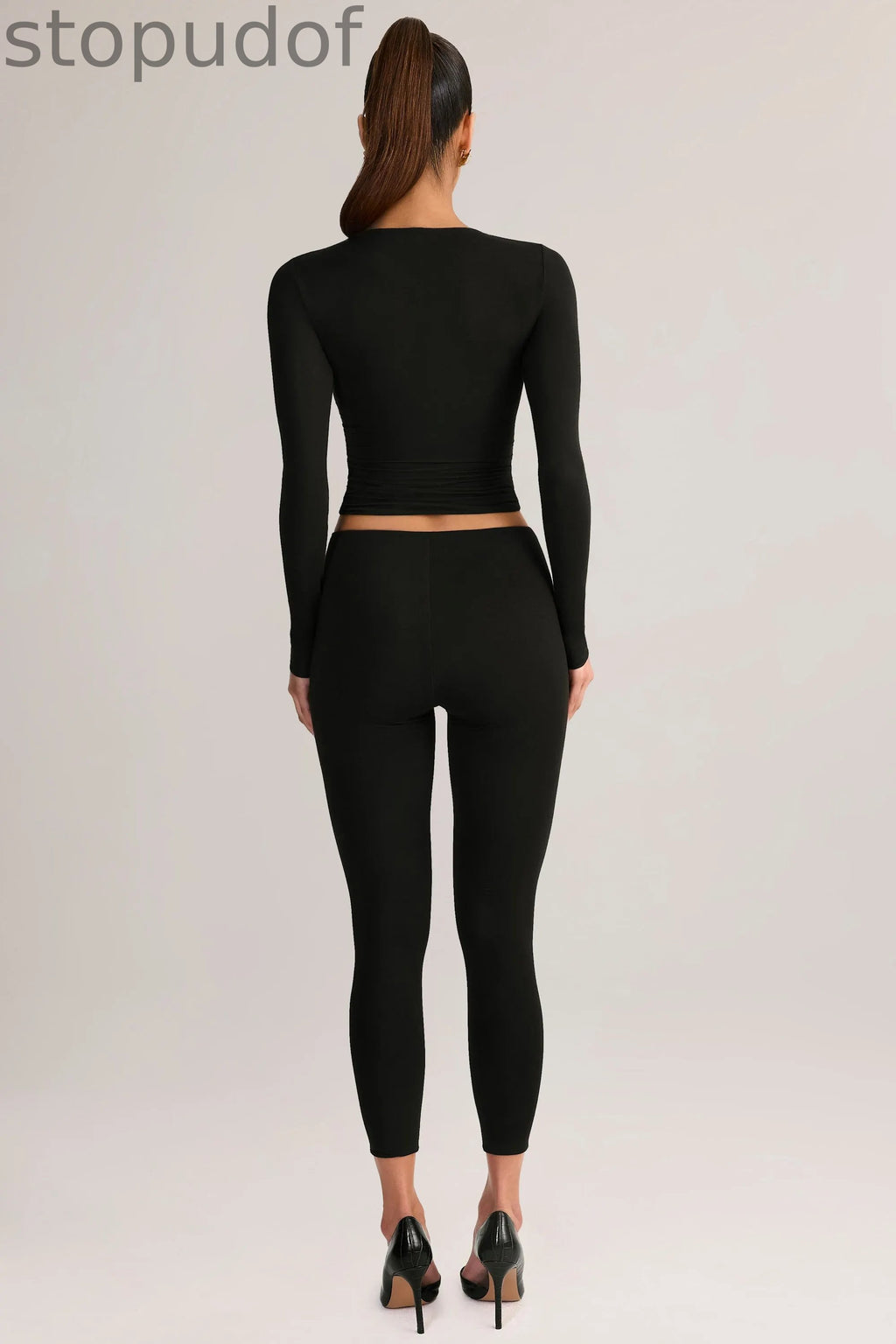 Modal Mid-Rise Cropped Leggings in Black
